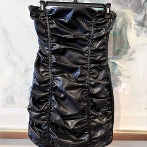 Superdown Black Strapless Ruched Dress
